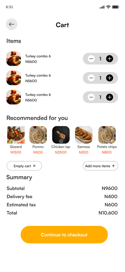 Food cart mobile app preview