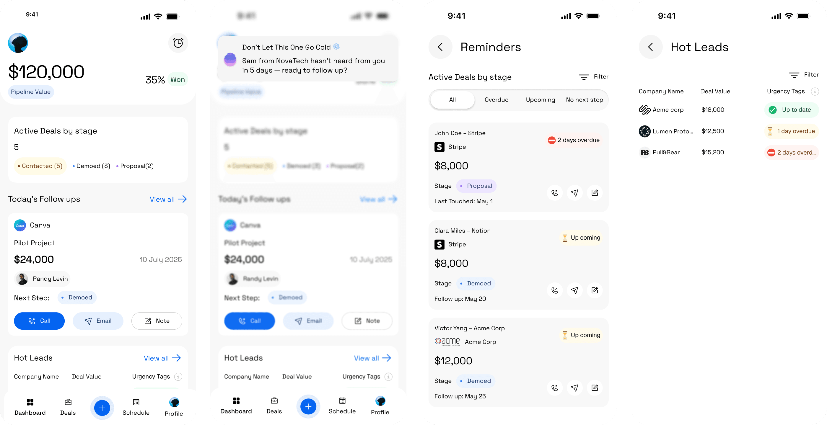 CRM mobile product interface project