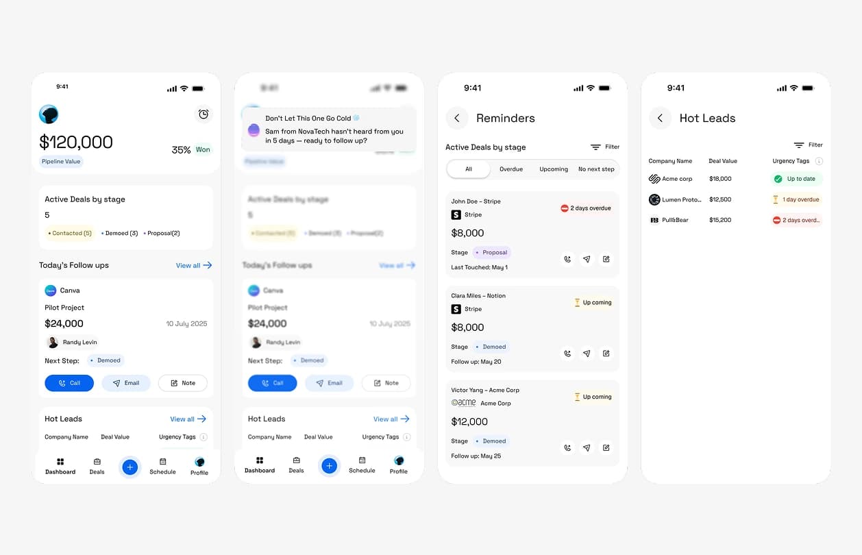 Trak mobile CRM product workflow